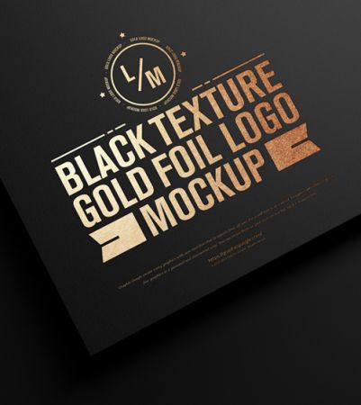 Gold Foil Logo on Black Texture PSD Mockup Template