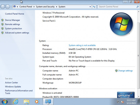 Windows 7 Professional SP1 Multilingual Preactivated June 2023