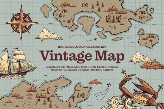 Vintage Map Creator Kit - 84WBEFB