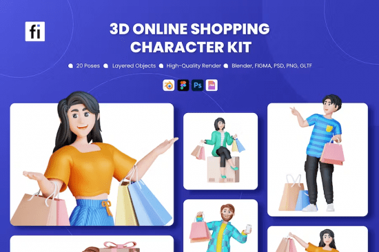 3D Online Shopping Character Kit