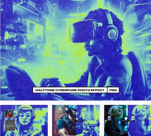 Halftone Cyberpunk Photo Effect - TJLPYGB