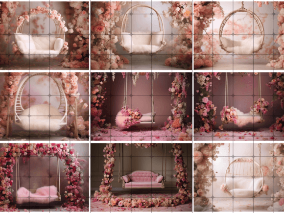 Swing with Flowers Photo Backdrop JPG