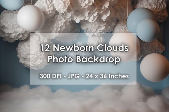 12 Newborn Clouds Photo Backdrops JPG