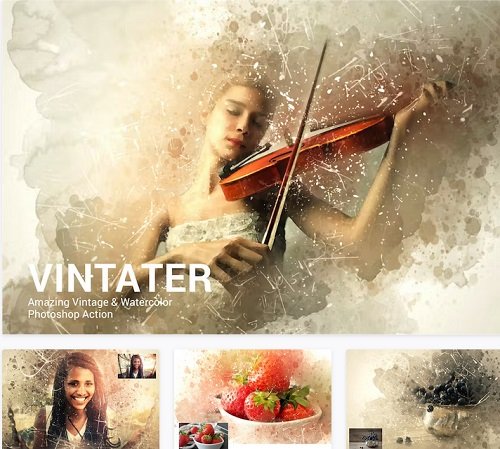 Vintage And Watercolor Photoshop Action - 2HVPSNM