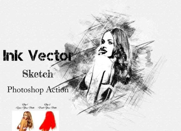 Ink Vector Sketch Photoshop Action - 26699894