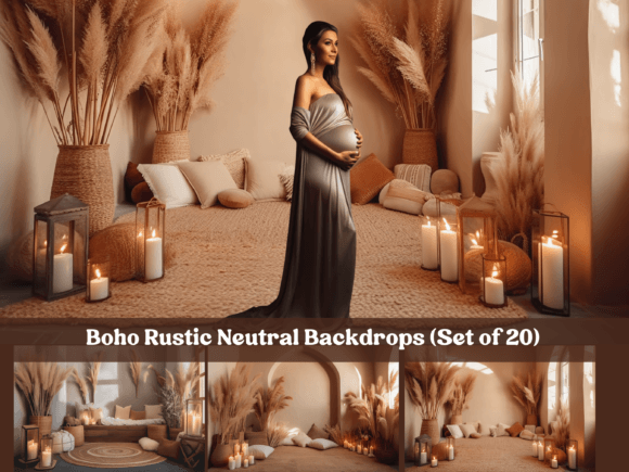 Boho Room Digital Photo Backdrop