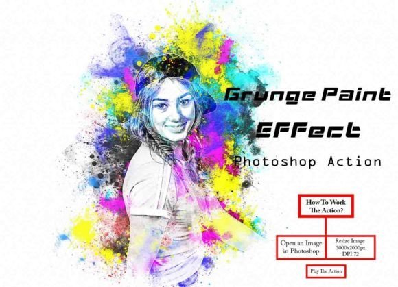 Grunge Paint Effect Photoshop Action - 26973727