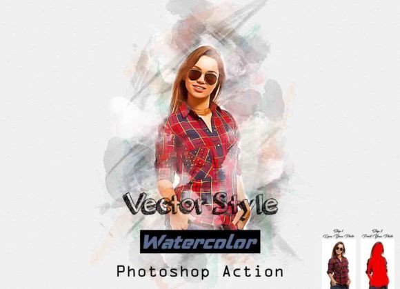 Vector Style Watercolor PS Action - 26695444