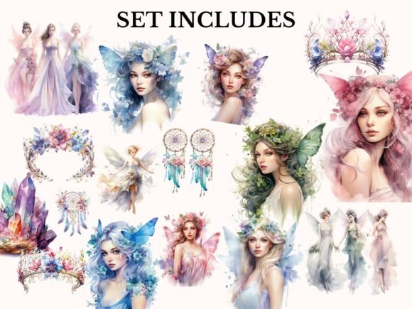 73x Ethereal Fairy Clipart Bundle PNG