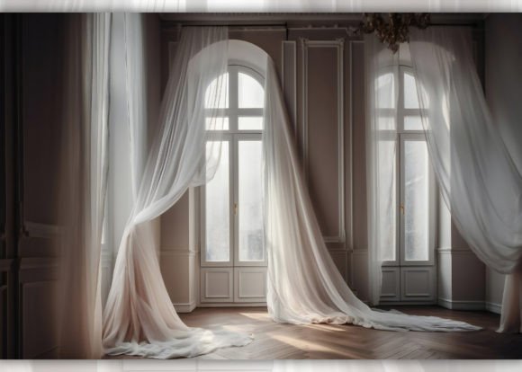 12 White &amp; Pink Curtains Photo Backdrop
