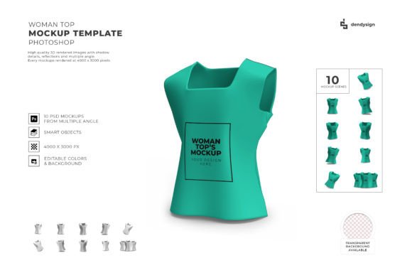 Woman Top Mockup Template Set - 2680682