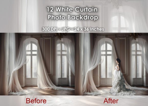 12 White &amp; Pink Curtains Photo Backdrop