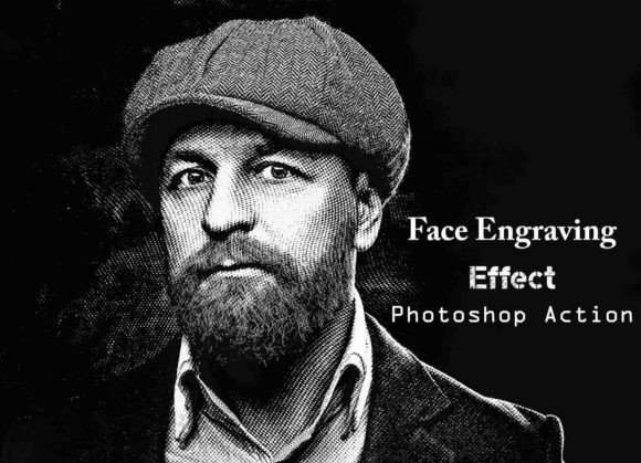 Face Engraving Effect PS Action - 27121289
