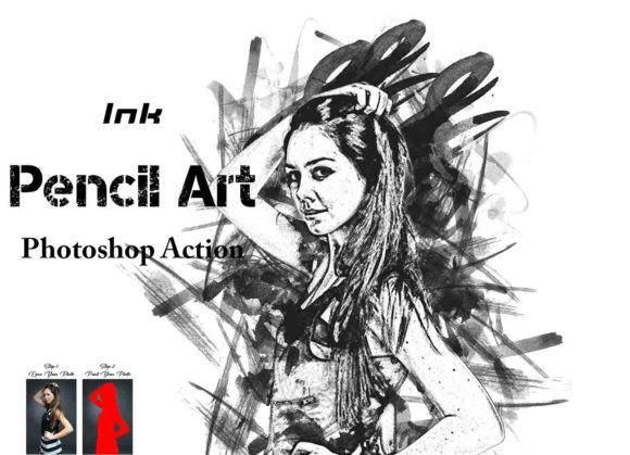Ink Pencil Art Photoshop Action - 31385600