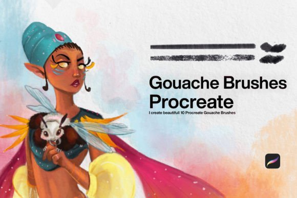 10 Gouache Brushes Procreate - 27128480