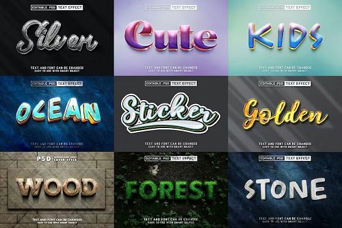 9 Styles of Editable Psd Text Effect - TXF53M5