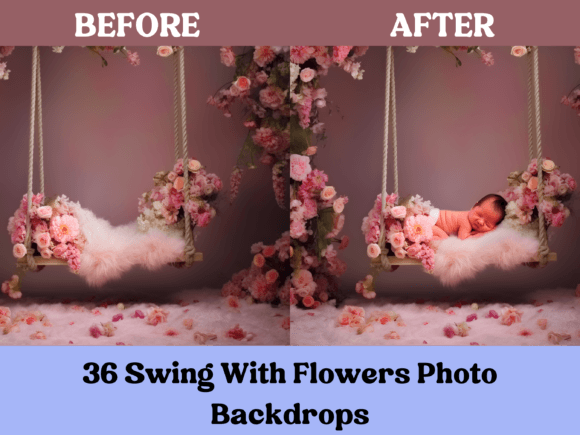 Swing with Flowers Photo Backdrop JPG