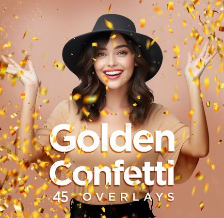 45 Golden Confetti Photoshop Overlays, Glitter - 4LGLX54
