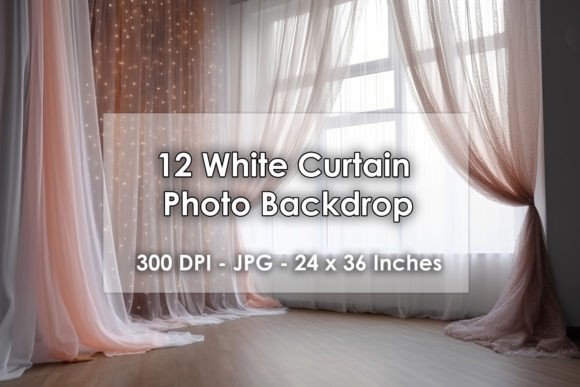 12 White &amp; Pink Curtains Photo Backdrop