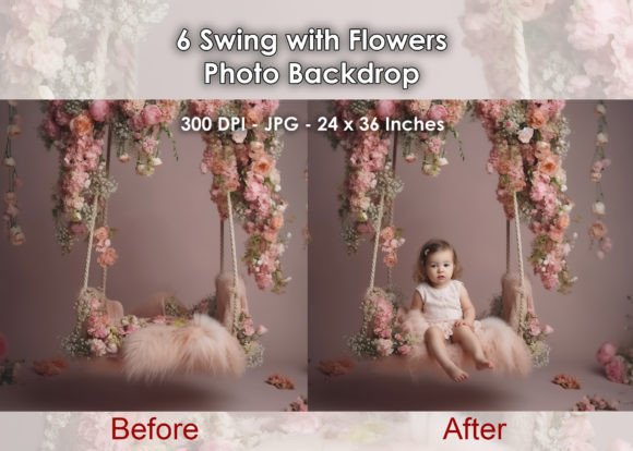 6 Swing with Flowers Photo Backdrop JPG