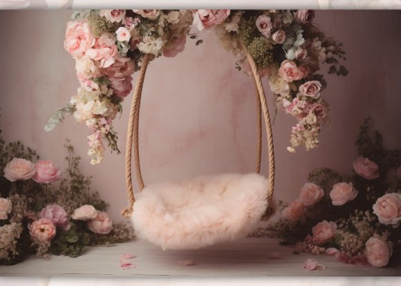6 Swing with Flowers Photo Backdrop JPG