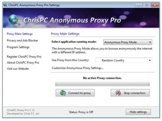 Portable ChrisPC Anonymous Proxy Pro 9.23.1005