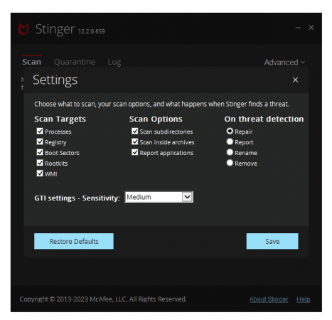 McAfee Stinger v12.2.0.659