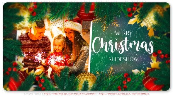 Videohive - Video Congratulations Merry Christmas - Slideshow - 49001702