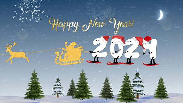 Videohive - New Year Cartoon Skier | After Effects - 49409458