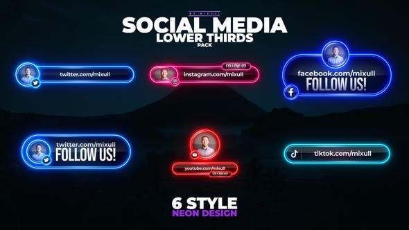 Videohive - Neon Social Media Lower Thirds - 46568000