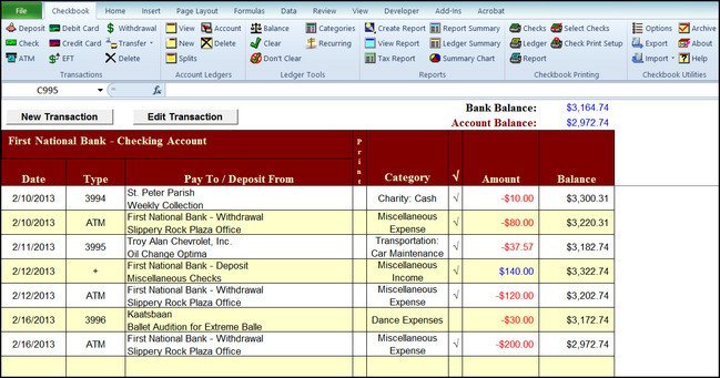 Checkbook For Excel 8.0.1