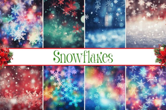 20 Winter Snowflakes Backgrounds Collection