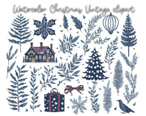 Watercolor Holiday Cliparts - Vector Design Templates