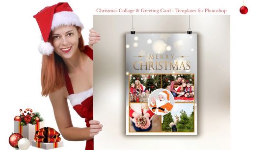 Christmas Collage &amp; Greeting Card - Templates for Photoshop