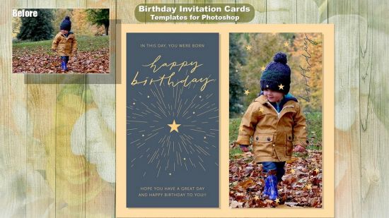 Birthday Invitation &amp; Cards - Templates for Photoshop