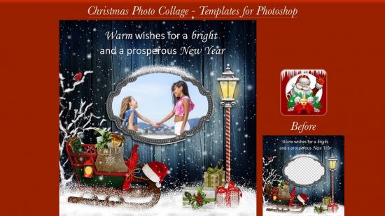 Christmas Photo Collage - Templates for Photoshop