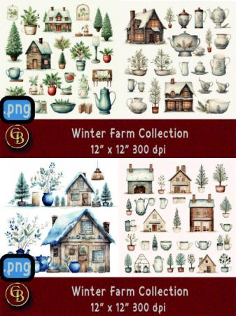 Watercolour Winter Farmhouse &amp; Jugs Collection